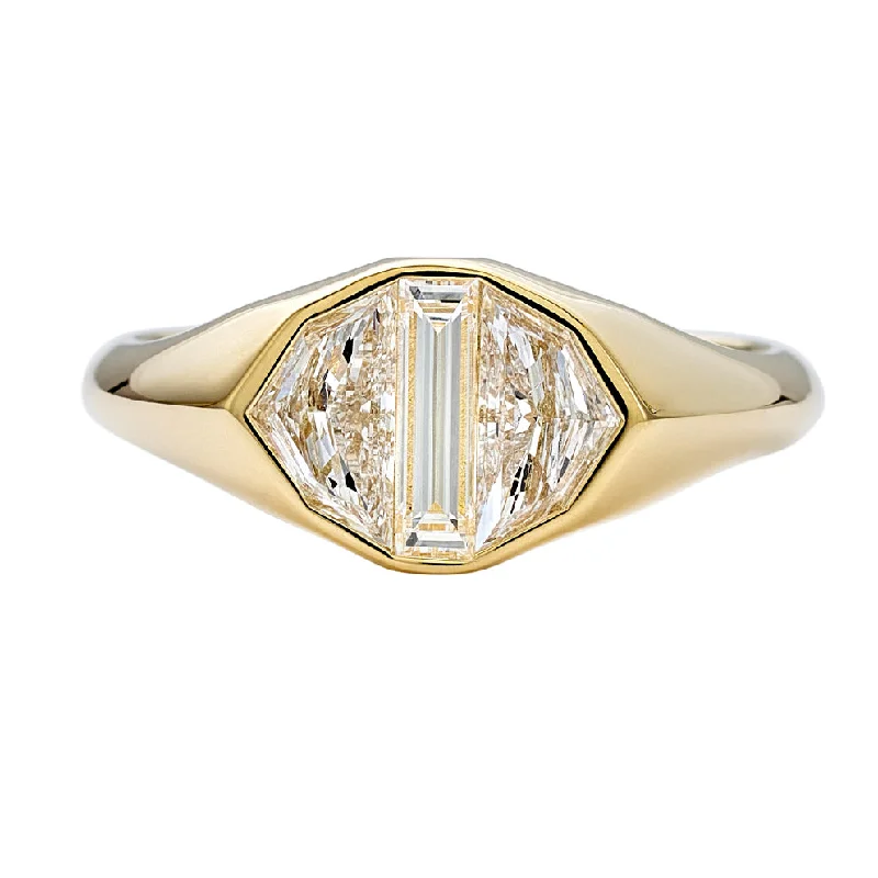 Women’s white gold rings-Modern Signet Ring with Cadillac Cut Diamonds