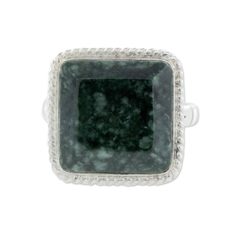 Women’s fashion rings-NOVICA Handmade Sterling Silver 'Life Itself' Jade Ring (Guatemala)