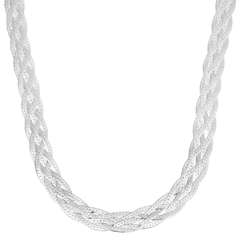 Women’s opal rings-Fremada Sterling Silver 7.5-mm High Polished Braided Herringbone Necklace (18 inch)