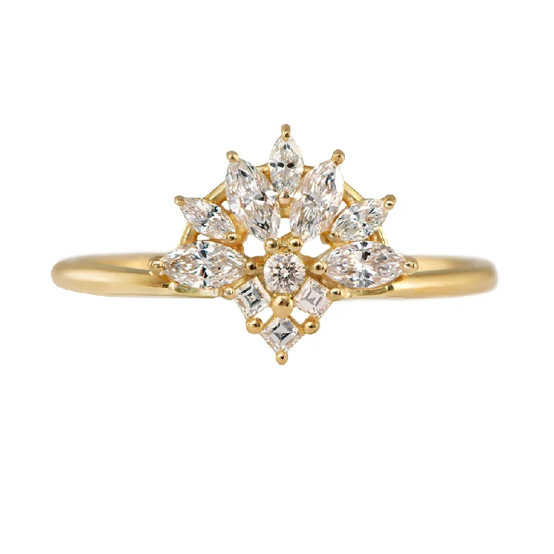 Women’s adjustable band rings-Diamond Snowflake Ring