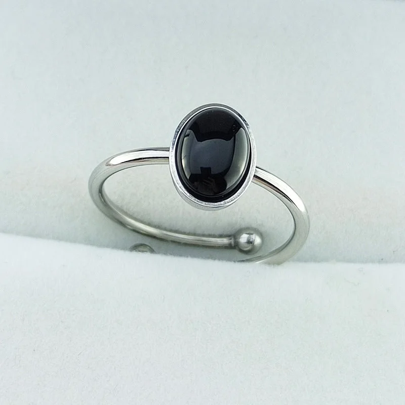 6x8mm Oval-Black Agate