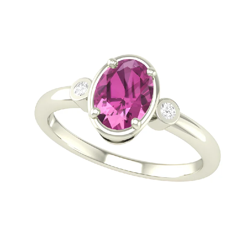 Women’s emerald cut engagement rings-10kt White Gold Pink Tourmaline And Diamond Ring