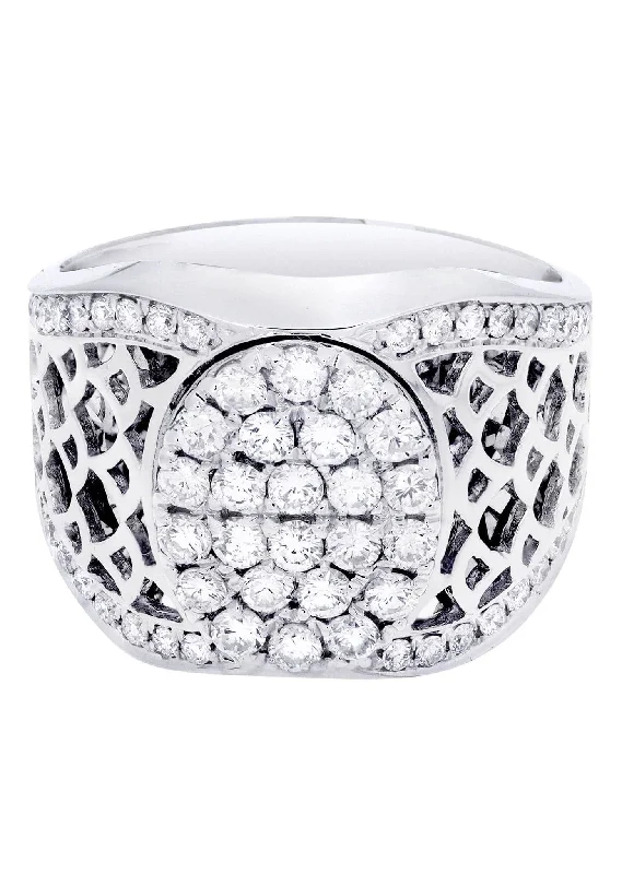 Women’s cathedral engagement rings-White Gold Mens Diamond Ring| 1.46 Carats| 13.7 Grams