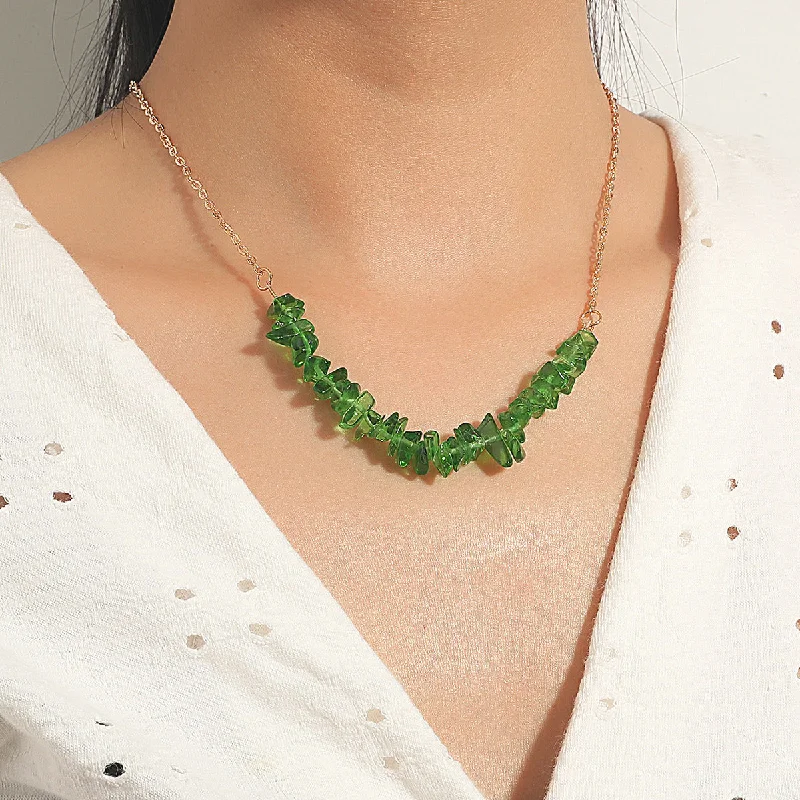 Women’s trendy necklaces-Wholesale Jewelry Irregular Stone Necklace Gooddiy