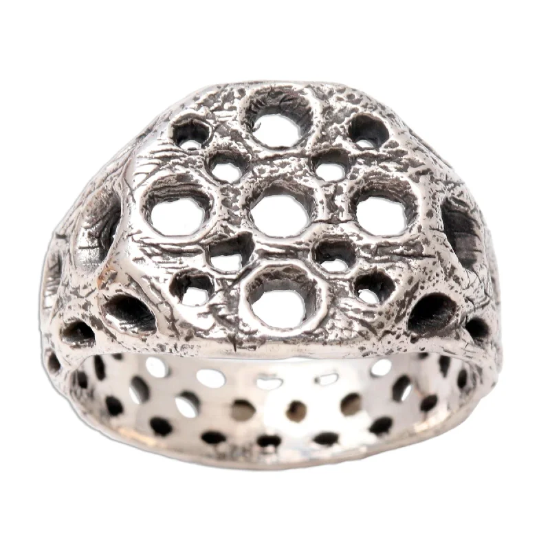 Women’s alternative engagement rings-Novica Handmade Ancient Honeycomb Men'S Sterling Silver Ring