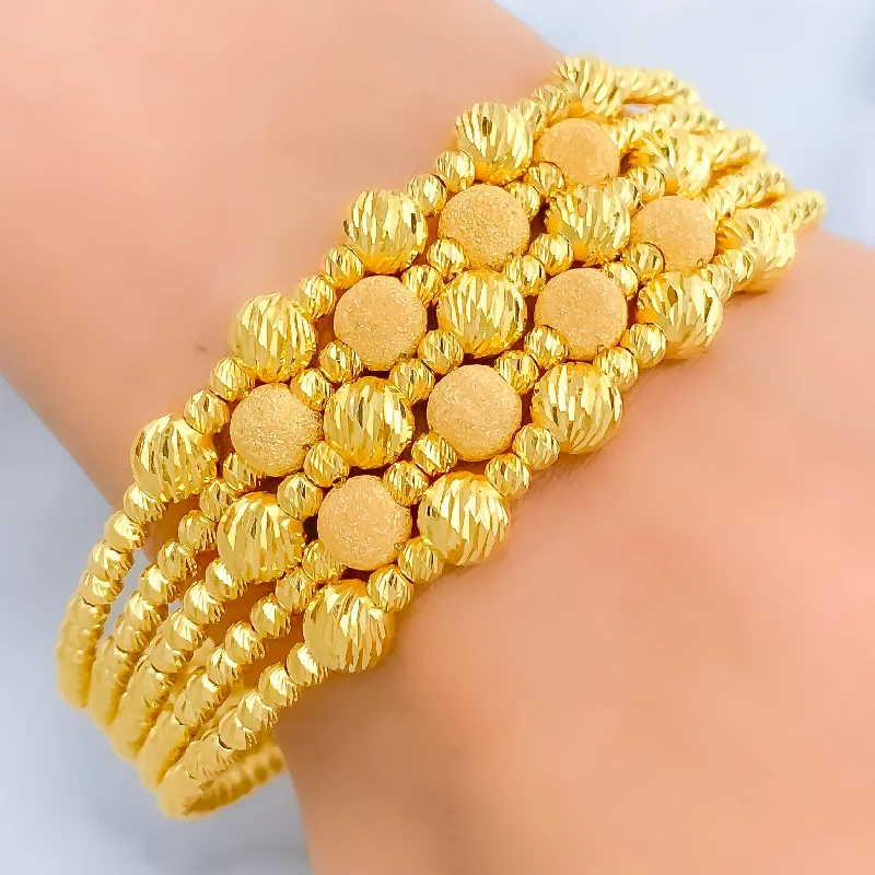 Women’s bohemian bangles-Magnificent Reflective 21K Gold Bangle Bracelet