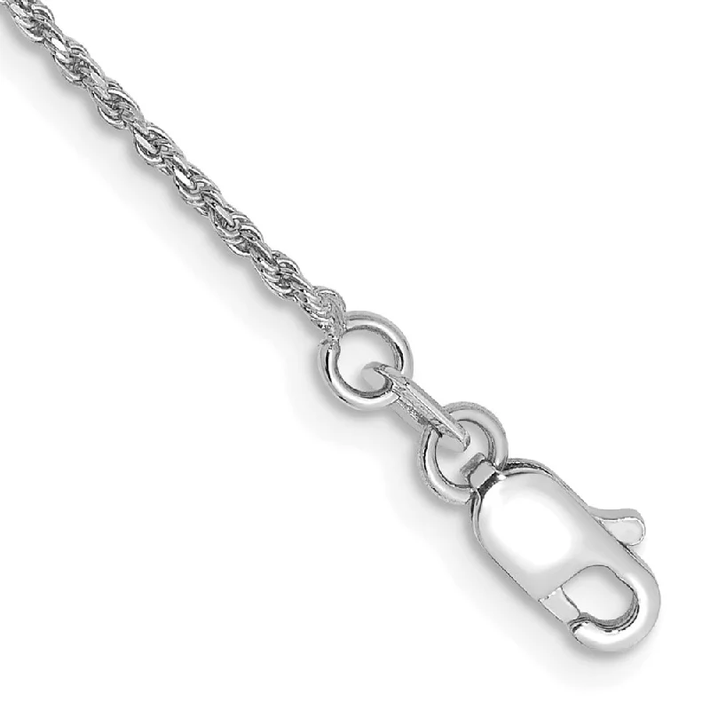 Women’s charm bracelets-10k White Gold 1.15mm Diamond-Cut Machine Made Rope Chain Bracelet, 7"