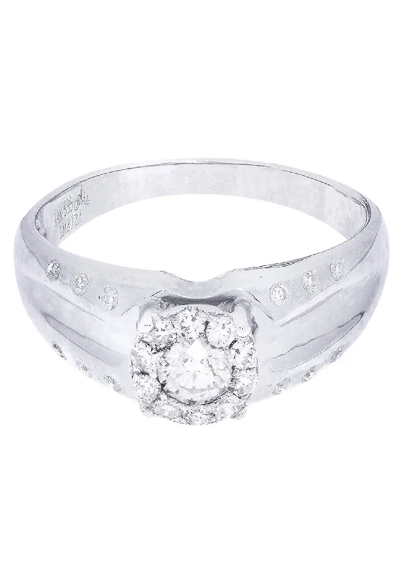 Women’s elegant diamond engagement rings-White Gold Mens Diamond Ring| 0.65 Carats| 6.53 Grams