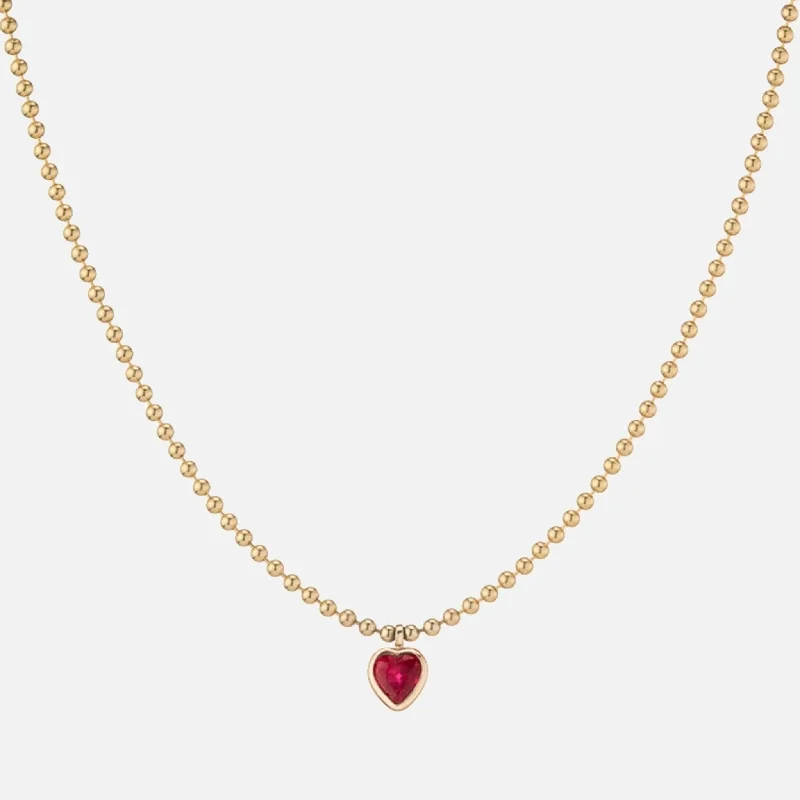 Women’s minimalist necklaces-Rubellite Ball Chain Necklace