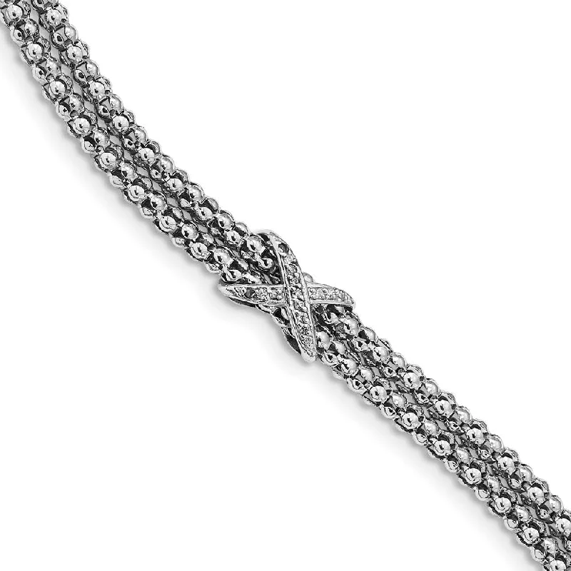 Women’s silver charm bracelets-Sterling Silver Rhodium-plated CZ Infinity Multi-strand 7.25in Bracelet-WBC-QG4513-7.25