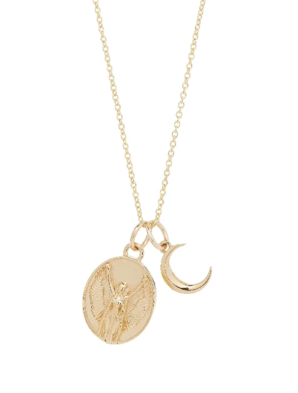 Women’s gold necklaces-MOON ZODIAC SIGN CHARM NECKLACE