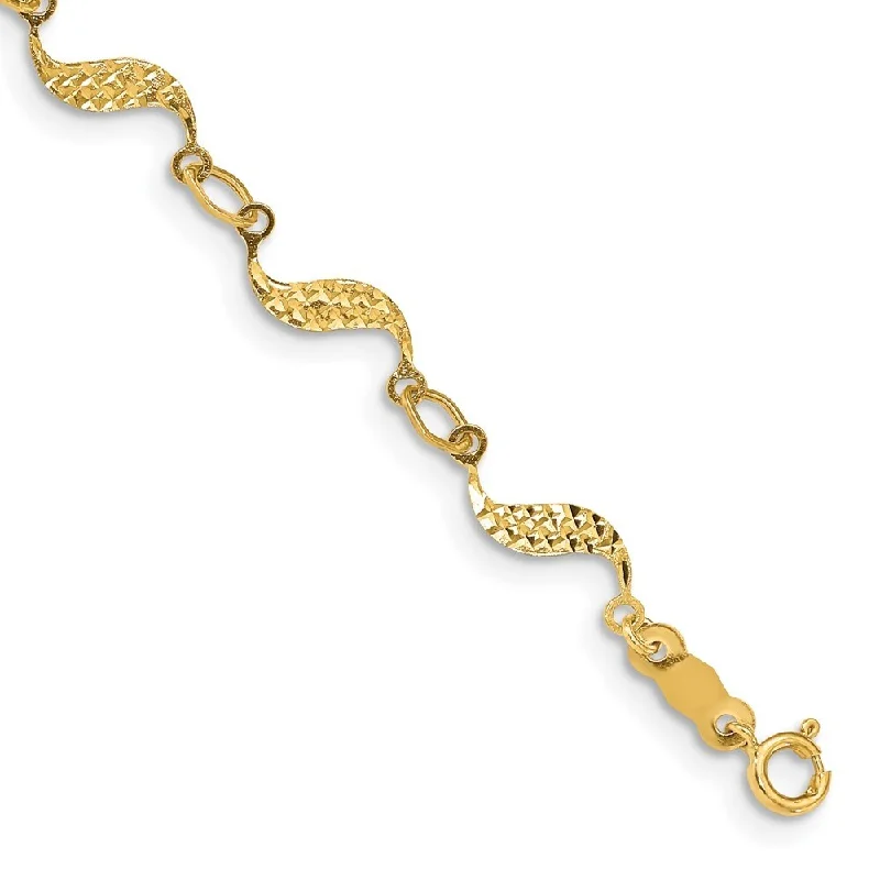 Women’s adjustable bracelets-14k Yellow Gold 5mm Diamond-cut Bracelet, 7.5"