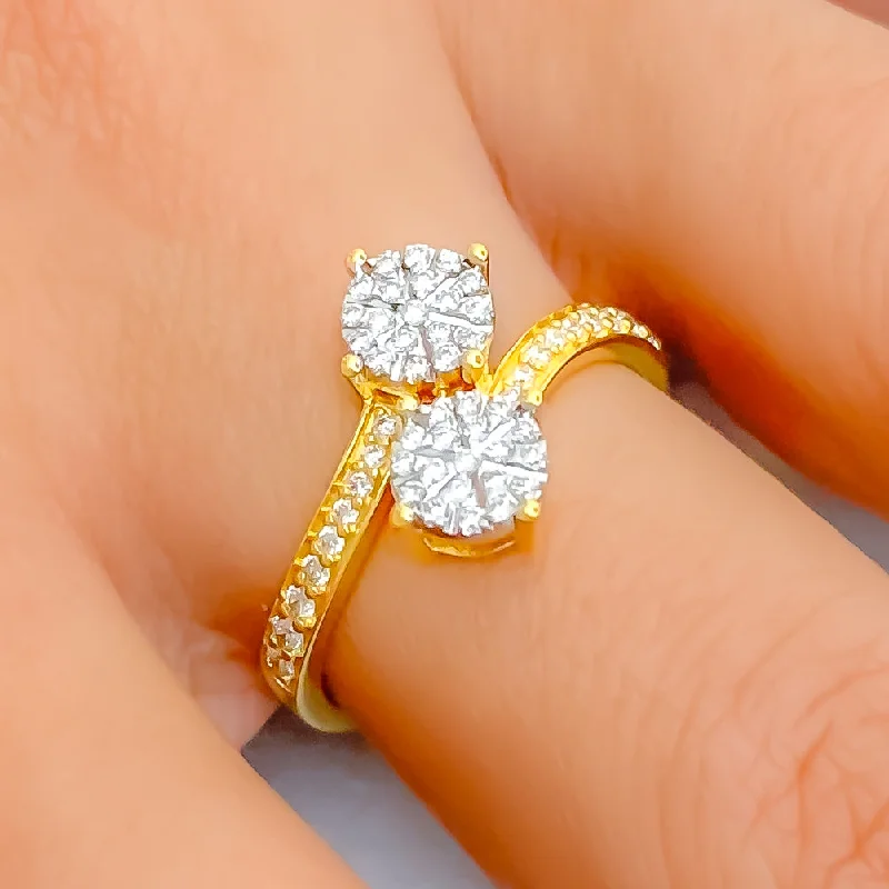 Women’s modern engagement rings-Gorgeous Graceful 18K Gold + Diamond Ring