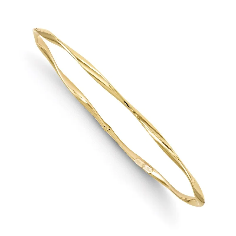 Women’s bangle bracelets-10k Yellow Gold Slip-On Bangle Bracelet, 7" (W-3mm)