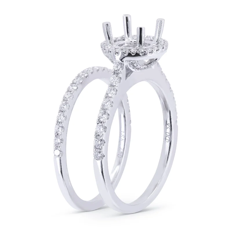 Women’s simple engagement rings-14K White Gold,white Diamond Ring