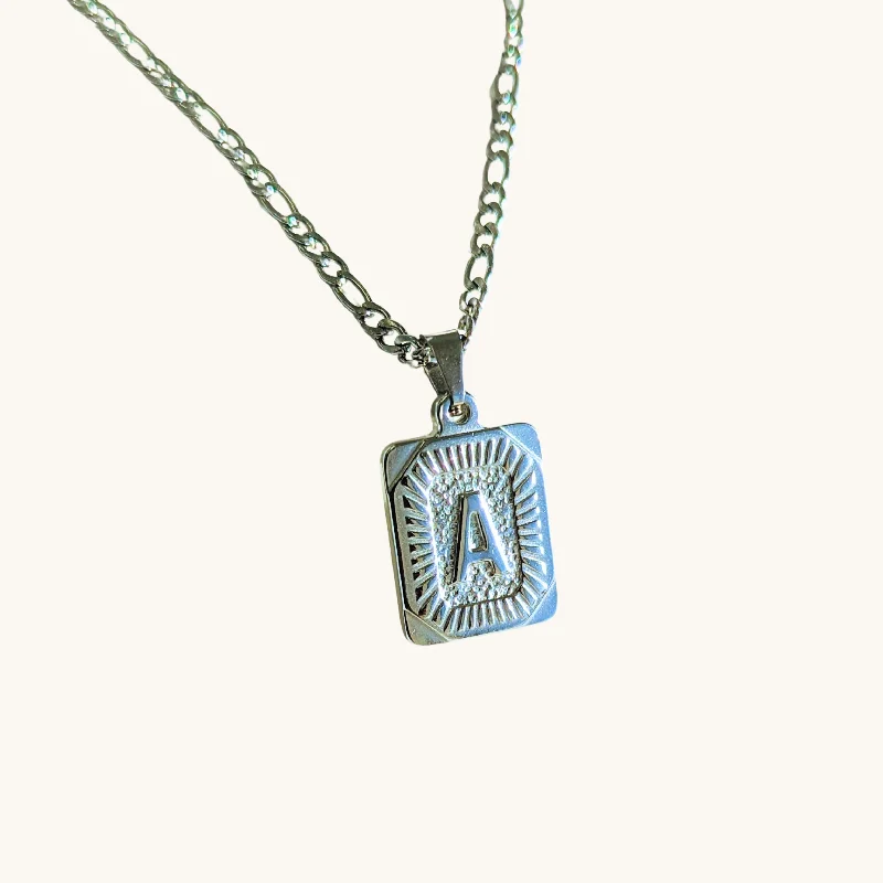 Women’s gold chain with pendant necklaces-Silver Kids' Figaro Vintage Initial Necklace