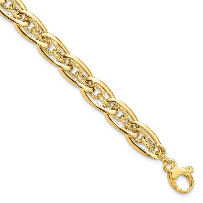 Women’s gold and diamond bracelets-14k Yellow Gold 8.5mm Fancy Link Bracelet, 8"