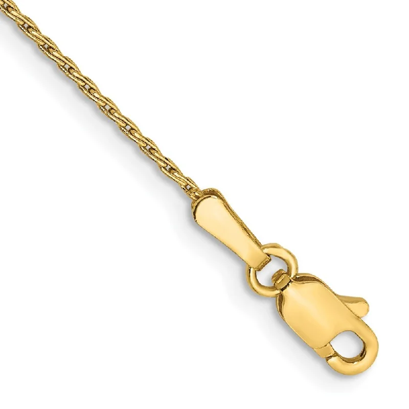 Women’s pearl bracelets-14k Yellow Gold 1mm Round Parisian Wheat Chain Bracelet, 7"