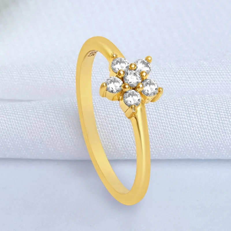 Women’s modern rings-Blossoming Beauty Gold Plated 925 Sterling Silver Ring