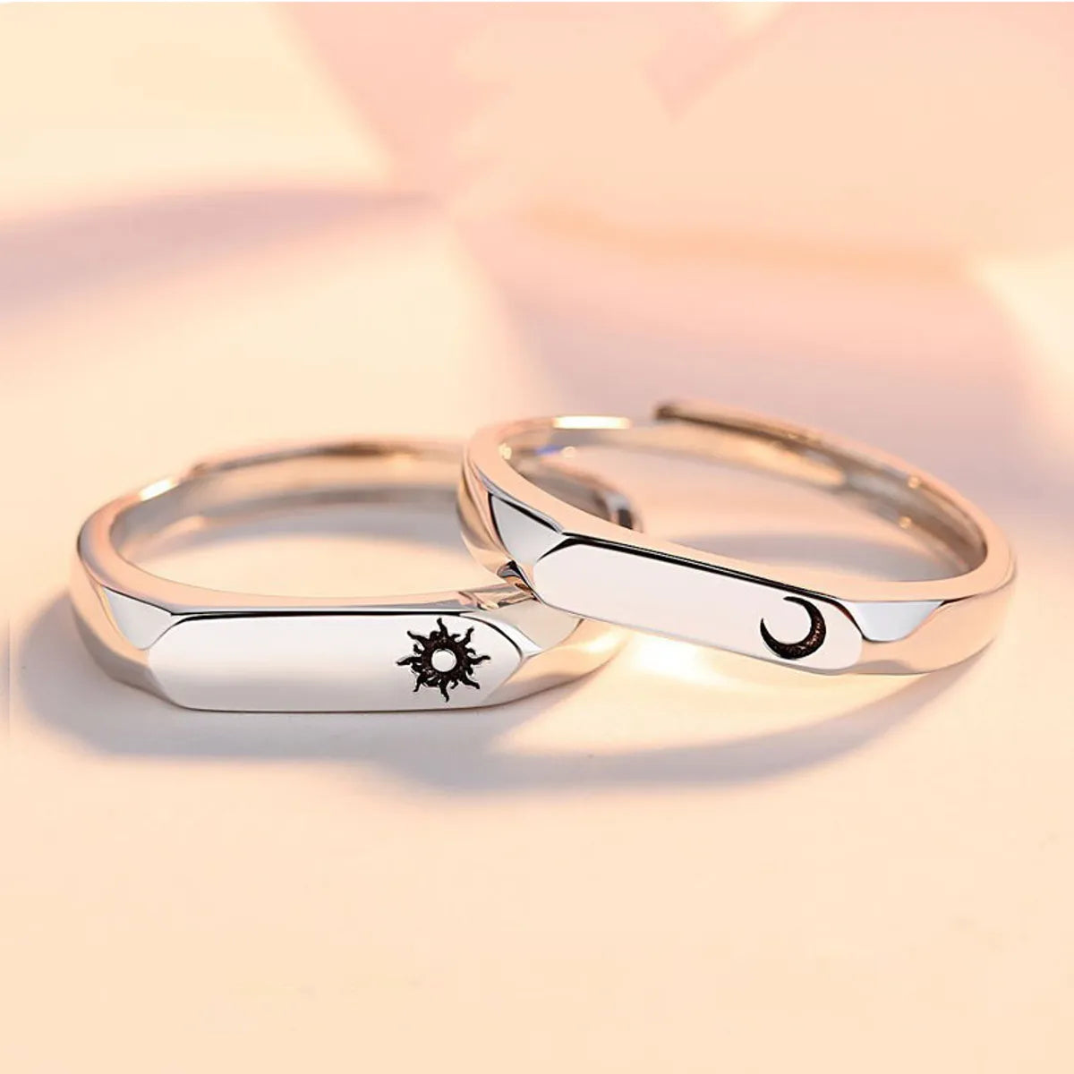 Women’s wedding rings-Casual Streetwear Sun Moon Alloy Copper Couple Open Rings