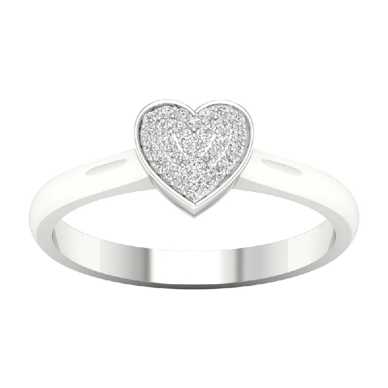 Women’s white gold rings-1/10ct TDW Diamond Heat Ring in Sterling Silver by De Couer - White