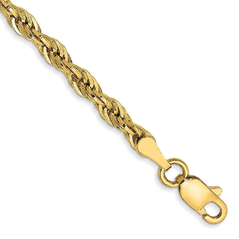 Women’s layered bangles-14k Yellow Goldy 3.0mm Semi-Solid Rope Chain Bracelet, 7"