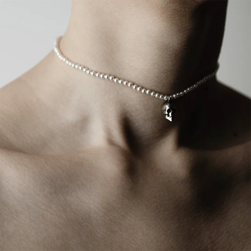 Women’s large pendant necklaces-Cranium choker