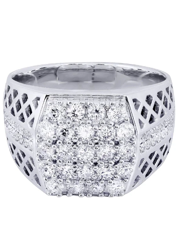 Women’s pear-shaped engagement rings-White Gold Mens Diamond Ring| 1.53 Carats| 12.89 Grams