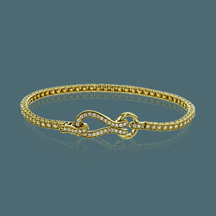 Women’s beaded bracelets-This lovely buckle bracelet contains a total of 1.00 ctw of white diamonds sparkling in its midst, and a durable buckle clasp design.