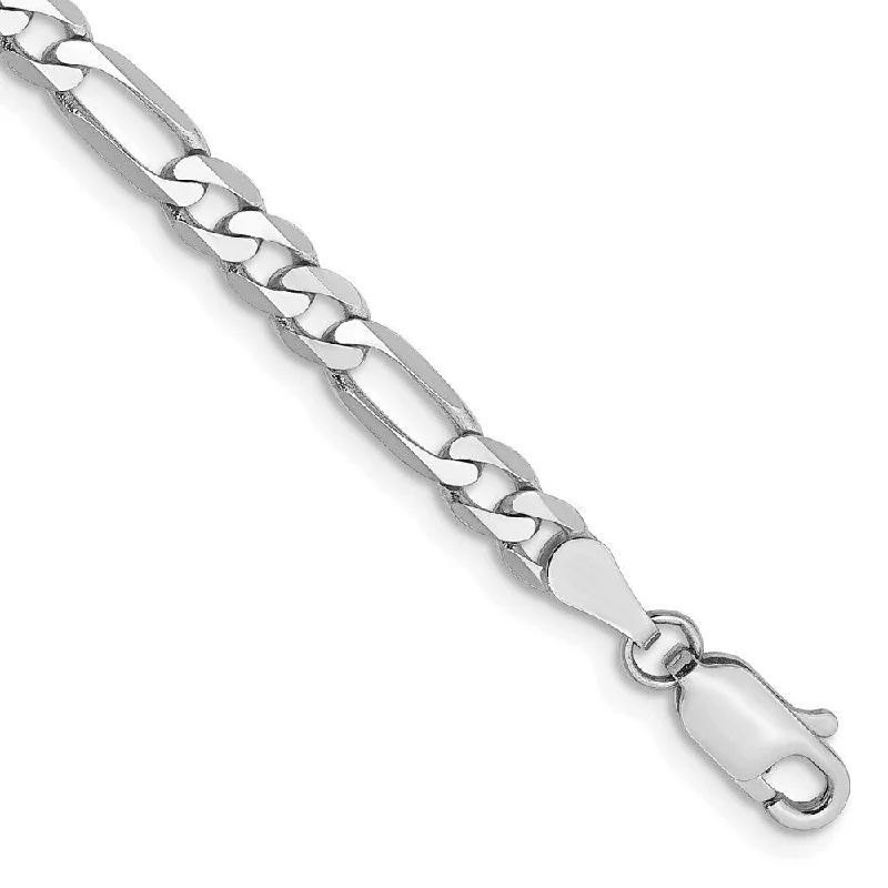 Women’s ethnic bracelets-14k White Gold 4mm Flat Figaro Chain Bracelet, 7"