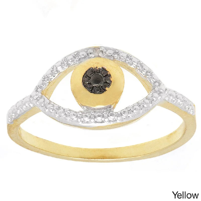 Women’s classic gold rings-Finesque Gold or Silverplated Black Diamond Accent Evil Eye Ring