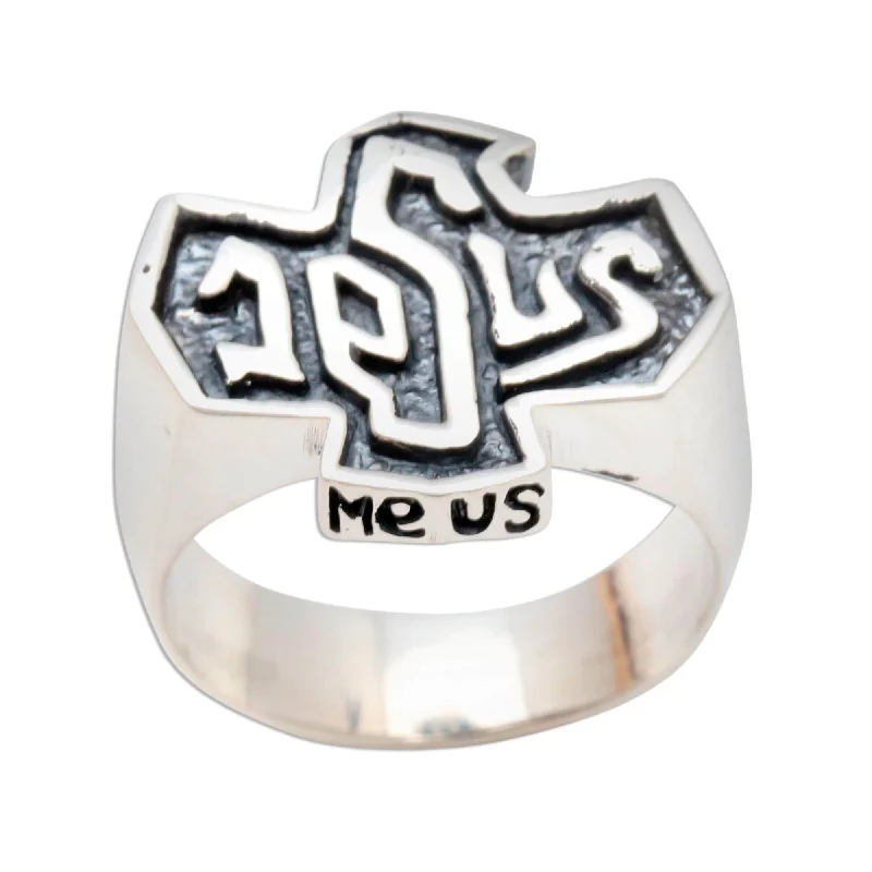 Women’s vintage rings-Novica Handmade Jesus Men'S Sterling Silver Ring