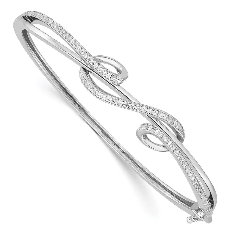 Women’s multi-strand bracelets-925 Sterling Silver Cubic Zirconia Bangle Bracelet