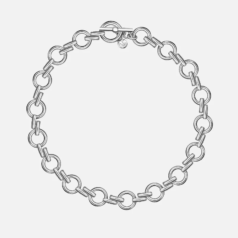 Women’s geometric necklaces-Italian Chain Necklace, Silver