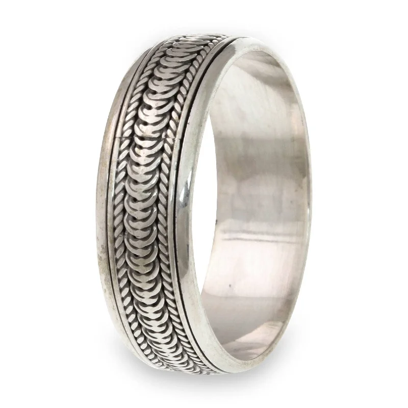 Women’s wedding rings-NOVICA Handmade Men's Sterling Silver Infinity Path Ring (Indonesia)