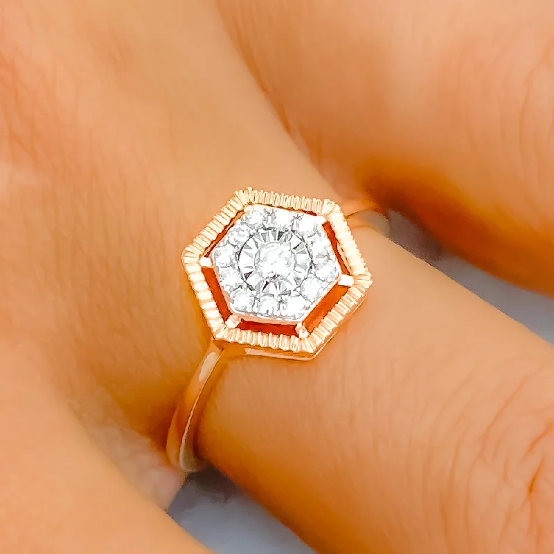 Women’s engagement rings with moissanite-Luxurious Rose 18k Gold + Diamond Ring