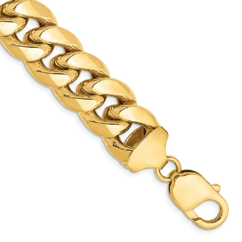 Women’s bangles-14k Yellow Gold 12.6mm Semi-Solid Miami Cuban Chain Bracelet, 8"