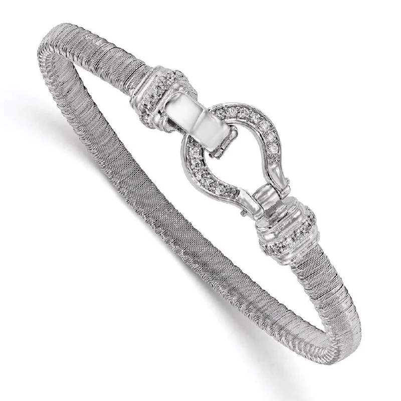 Women’s unique bracelets-925 Sterling Silver Cubic Zirconia Mesh Bracelet, 7.5"