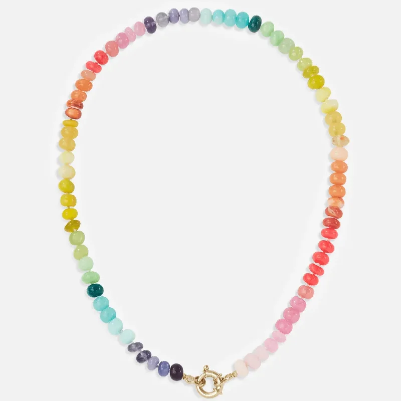 Women’s geometric necklaces-Neon Rainbow Gemstone Necklace