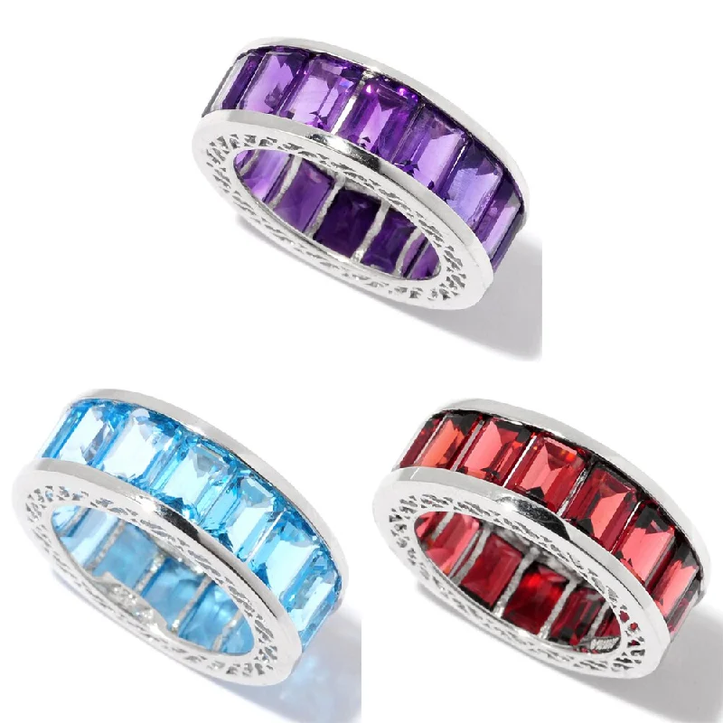 Women’s oversized rings-Sterling Silver Gemstone Eternity Band Ring