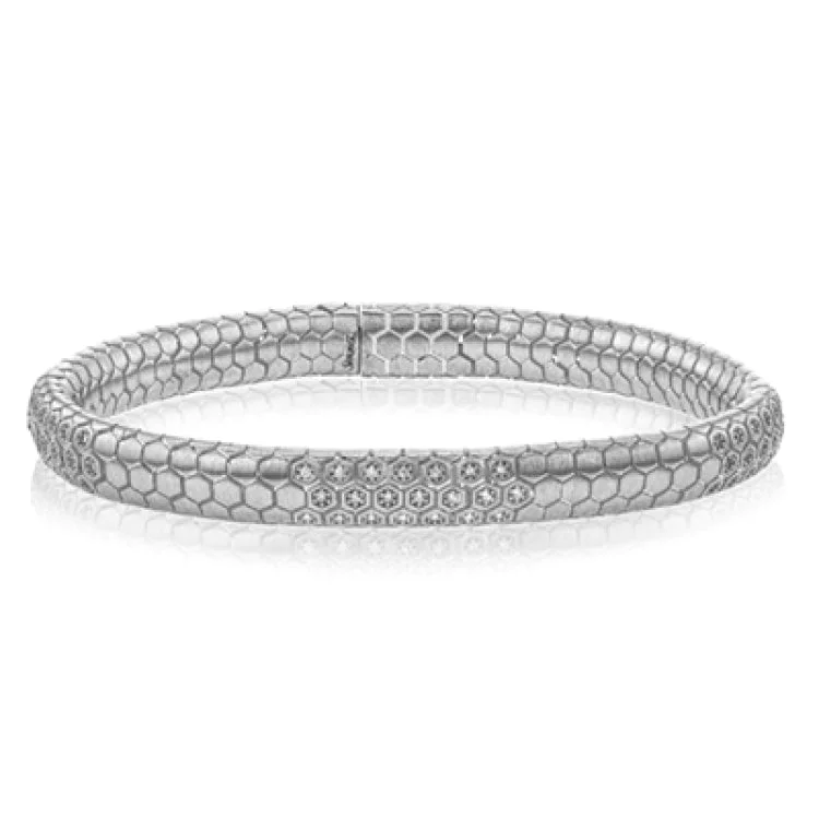 Women’s sparkly charm bracelets-This elegant mens bracelet from our python collection is crafted in 14k white gold and accented with 0.56 ctw of black diamonds