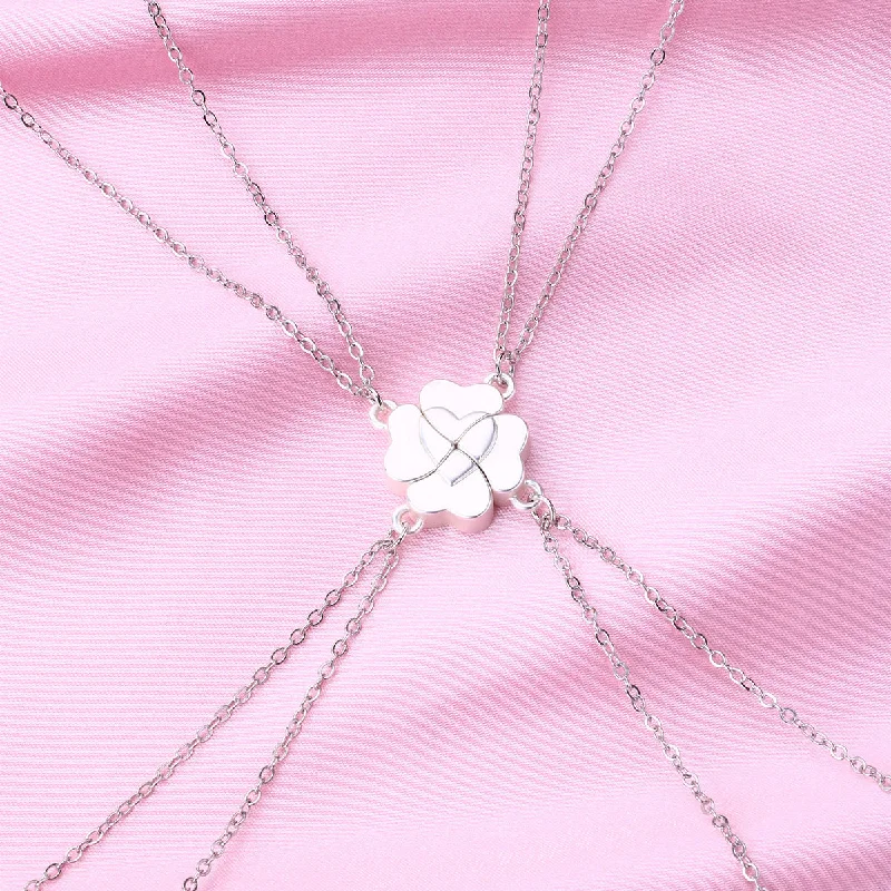 Matte Silver Clover Necklace