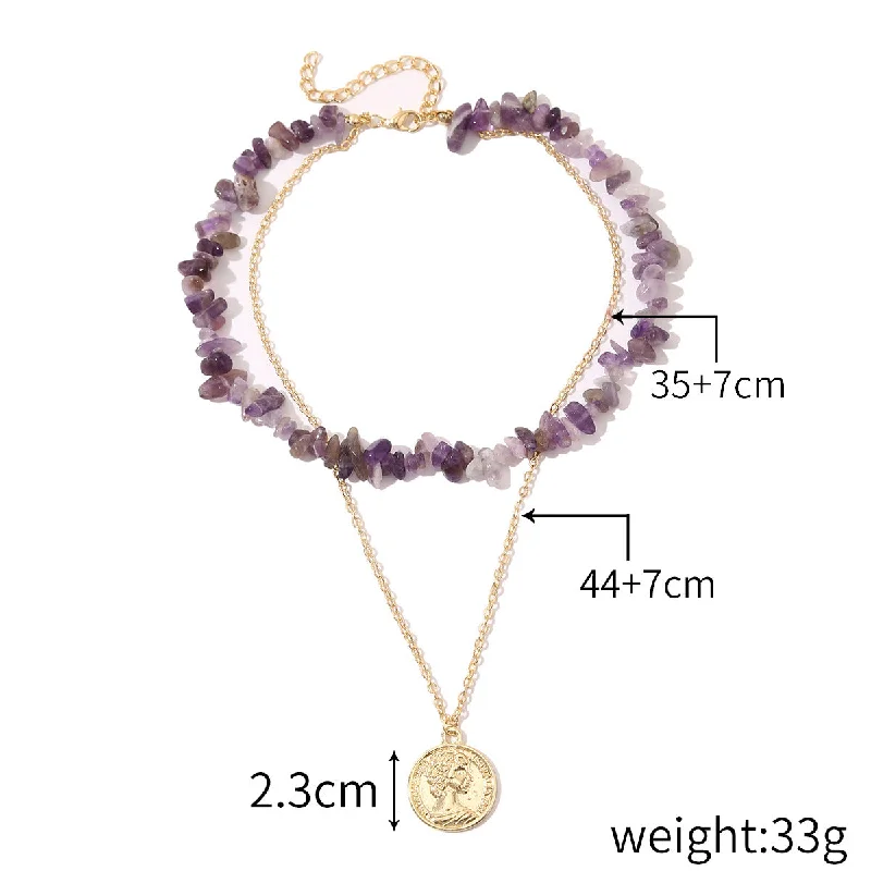 ⑩ N2107-5 Purple Stone Double Layer