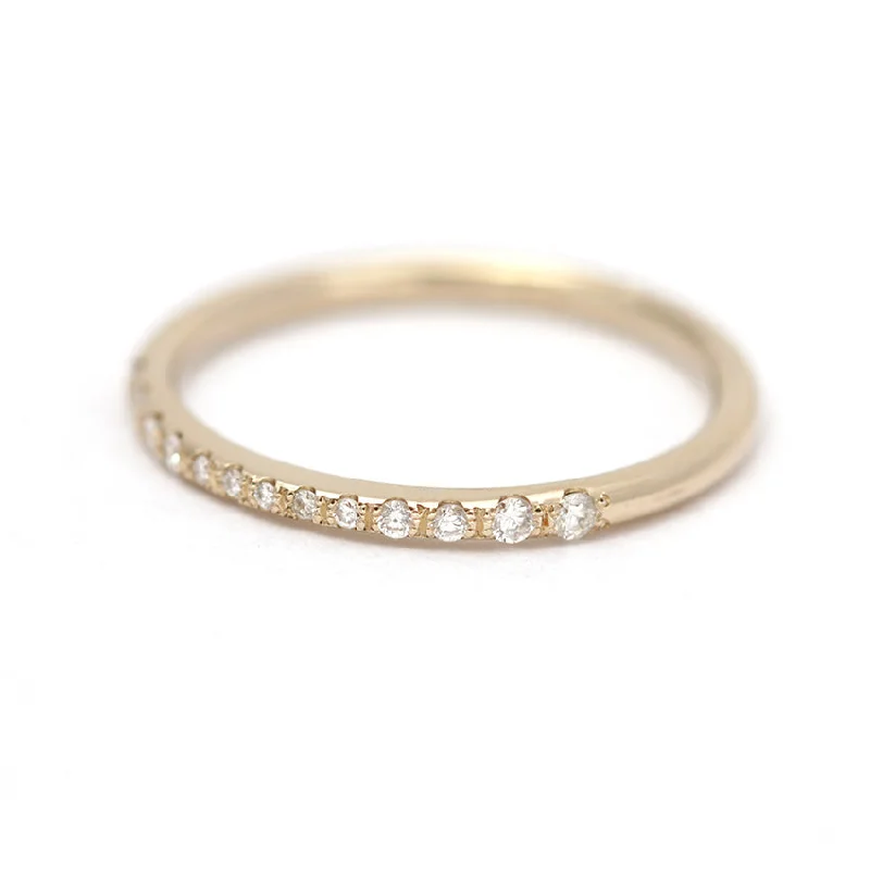 Women’s minimalist rings-Micro Pave Diamond Band - Tiny Pave Diamond Ring