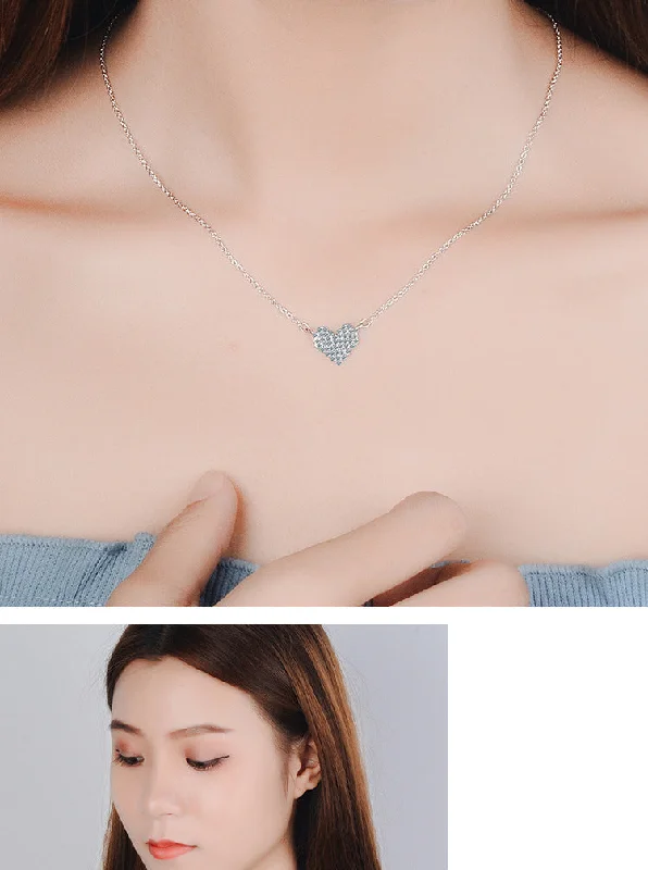 Women’s men’s style necklaces-Simple Style Heart Shape Copper Inlay Zircon Pendant Necklace