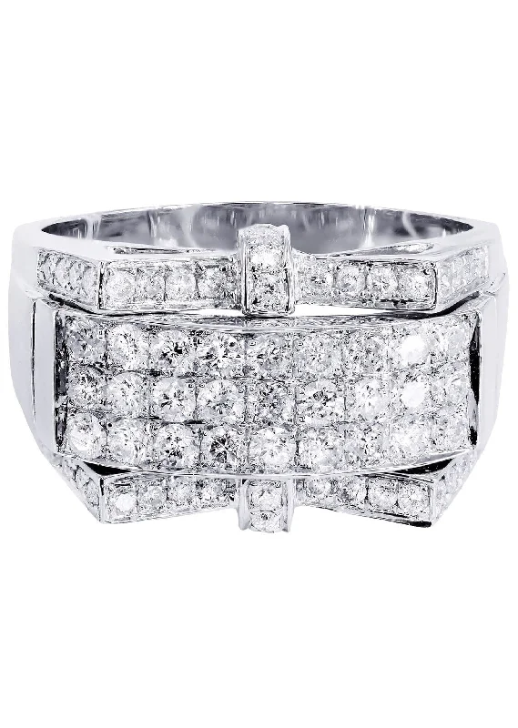 Women’s affordable engagement rings-White Gold Mens Diamond Ring| 1.98 Carats| 9.8 Grams