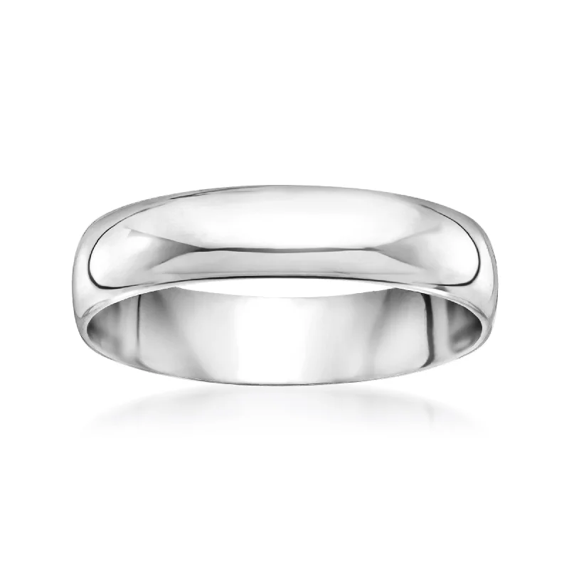 Women’s matching engagement rings with wedding bands-Ross-Simons Men's 5mm 14kt White Gold Wedding Ring