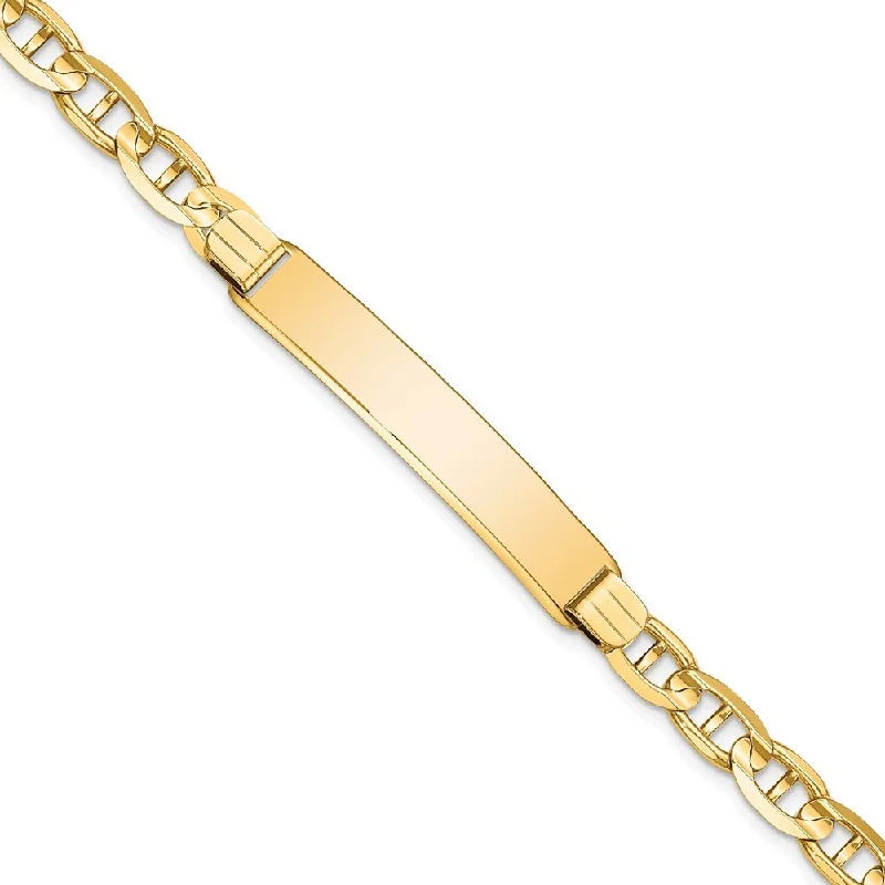 Women’s bangle bracelets-14k Yellow Gold 7.8mm Anchor Link ID Bracelet, 7"