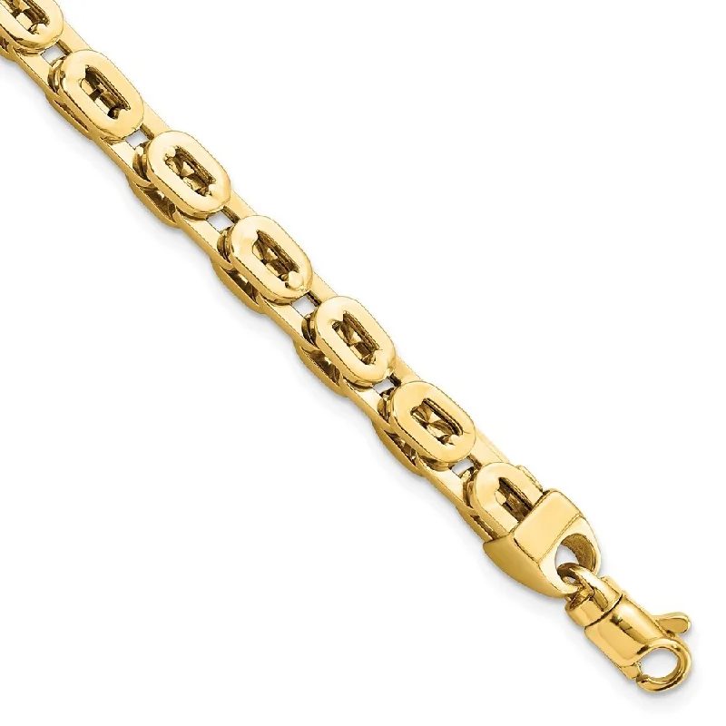 Women’s floral bracelets-14k Yellow Gold Fancy Link Bracelet, 8" (W-5mm)