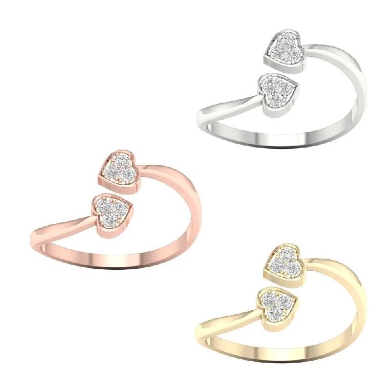 Women’s birthstone rings-1/20ct TDW Diamond Cpmposite Hearts Ring in 10k Gold by De Couer